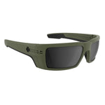 Load image into Gallery viewer, Sunglasses with olive green frames and gray lens. 

