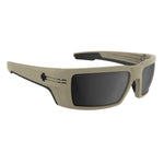 Load image into Gallery viewer, Sunglasses with sand frames and gray lens. 
