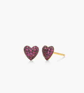 HILLBERG & BERK Ruby Heart Stud Earrings