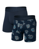 Load image into Gallery viewer, Navy blue boxer briefs with a pattern on a white background
