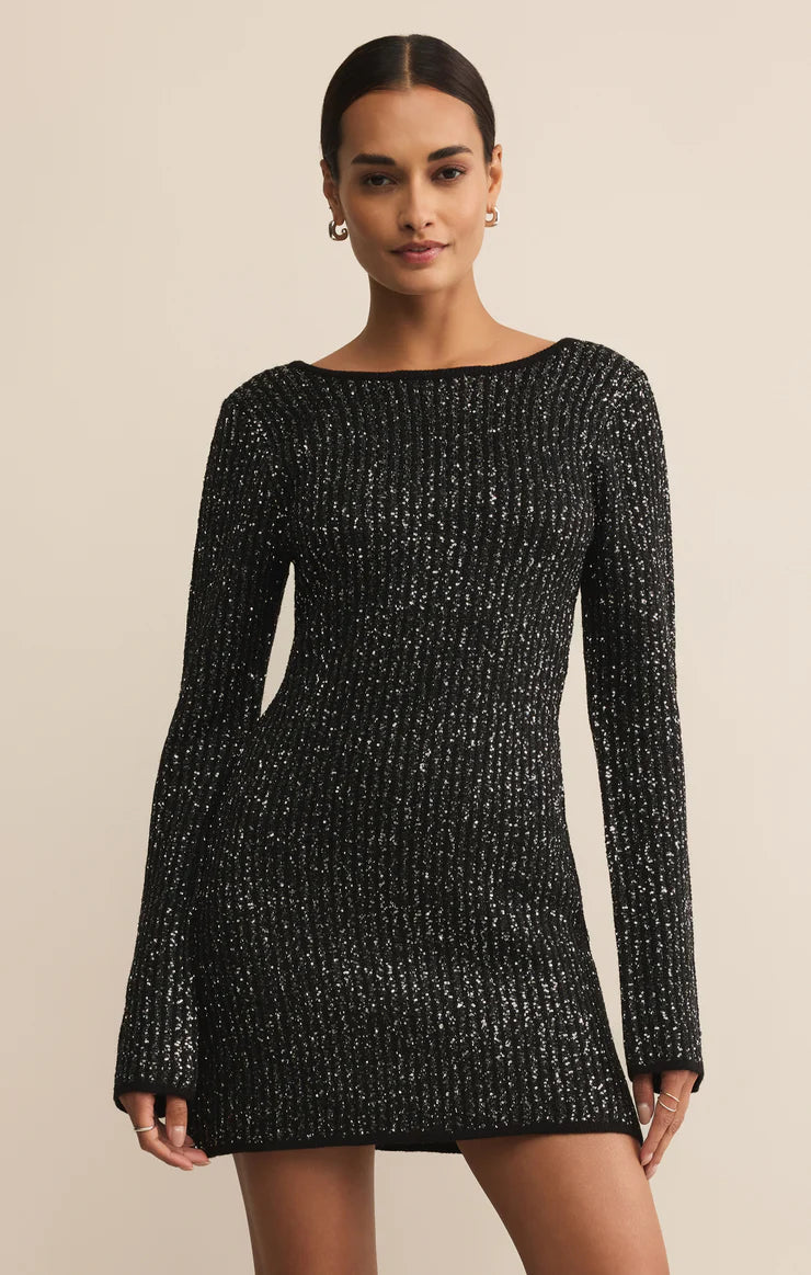 ZSUPPLY La Marca Sequin Black Mini Dress