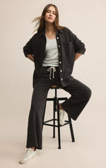 Load image into Gallery viewer, ZSUPPLY All Day Black Knit Denim Jacket
