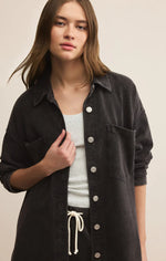 Load image into Gallery viewer, ZSUPPLY All Day Black Knit Denim Jacket
