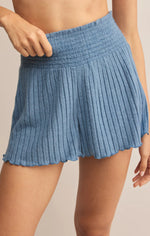 Load image into Gallery viewer, Smocked waistband blue lounge shorts
