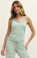 Load image into Gallery viewer, Green and white striped lounge tank
