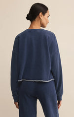 Load image into Gallery viewer, ZSUPPLY Circut Knit Denim Sweatshirt
