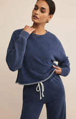 Load image into Gallery viewer, ZSUPPLY Circut Knit Denim Sweatshirt

