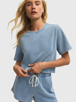 Load image into Gallery viewer, Blue knit denim tee
