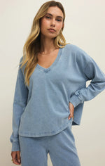 Load image into Gallery viewer, ZSUPPLY Delphine Knit Denim Sweatshirt
