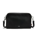 Load image into Gallery viewer, Black crossbody vegan leather purse with zipper closure. 
