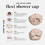 Load image into Gallery viewer, KITSCH Satin Lined Flexi Shower Cap - Terracotta Checker
