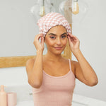 Load image into Gallery viewer, KITSCH Satin Lined Flexi Shower Cap - Terracotta Checker
