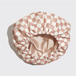 Load image into Gallery viewer, KITSCH Satin Lined Flexi Shower Cap - Terracotta Checker
