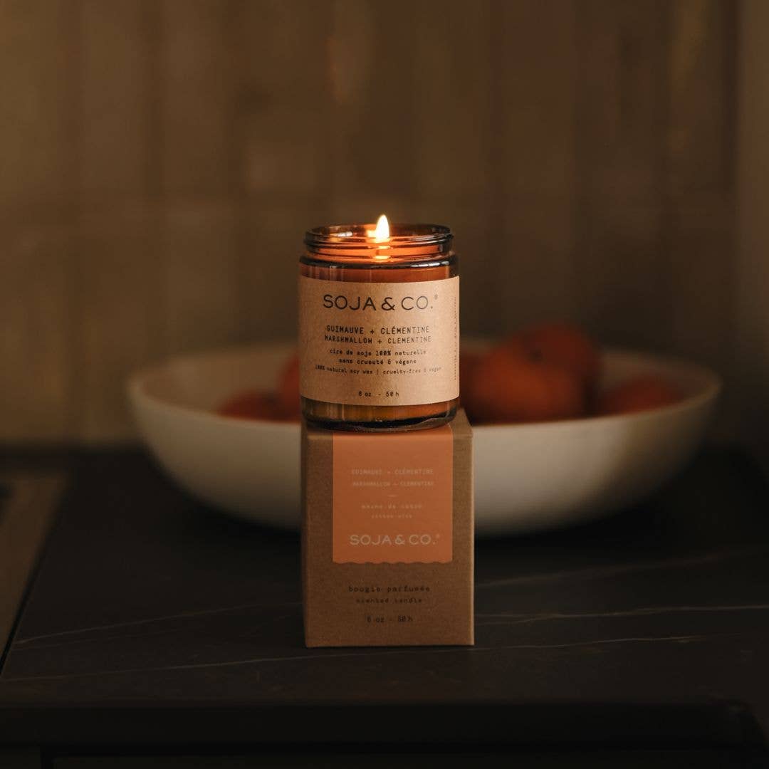 Soy Wax Candle | Marshmallow + Clementine: 8oz - Cotton Wick