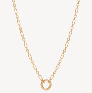 HILLBERG & BERK Figaro Charm Chain Necklace with Gold Circle