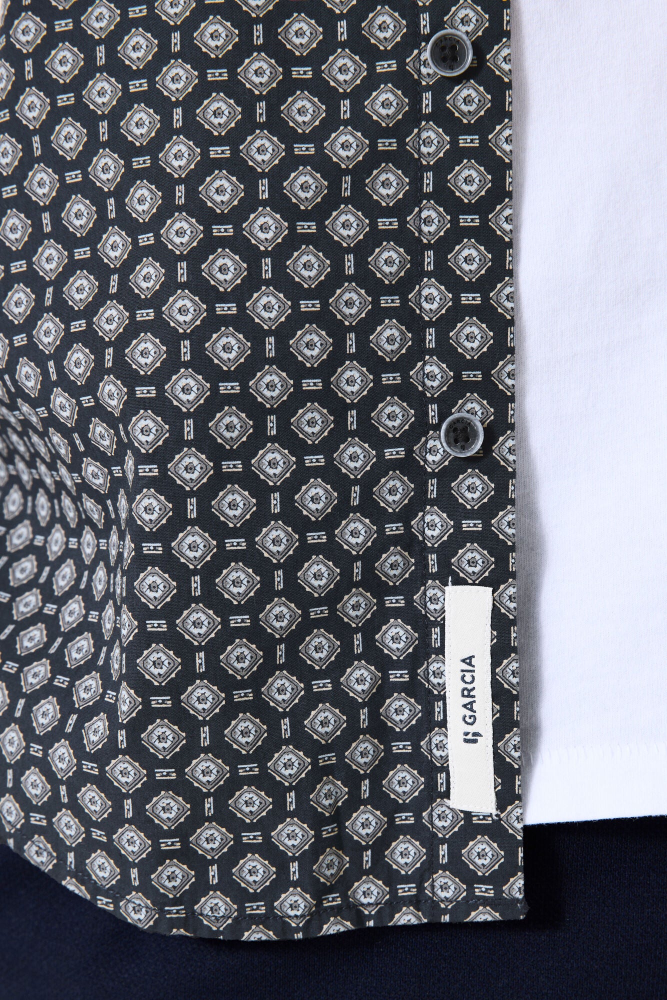 GARCIA Men's Blue Printed Shirt