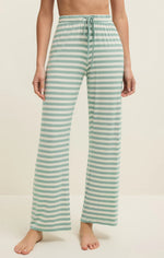 Load image into Gallery viewer, Green and white stripped woman's  lounge pants
