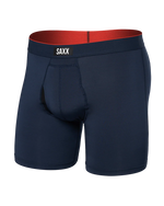 Load image into Gallery viewer, Navy boxer briefs with red waistband on a white background
