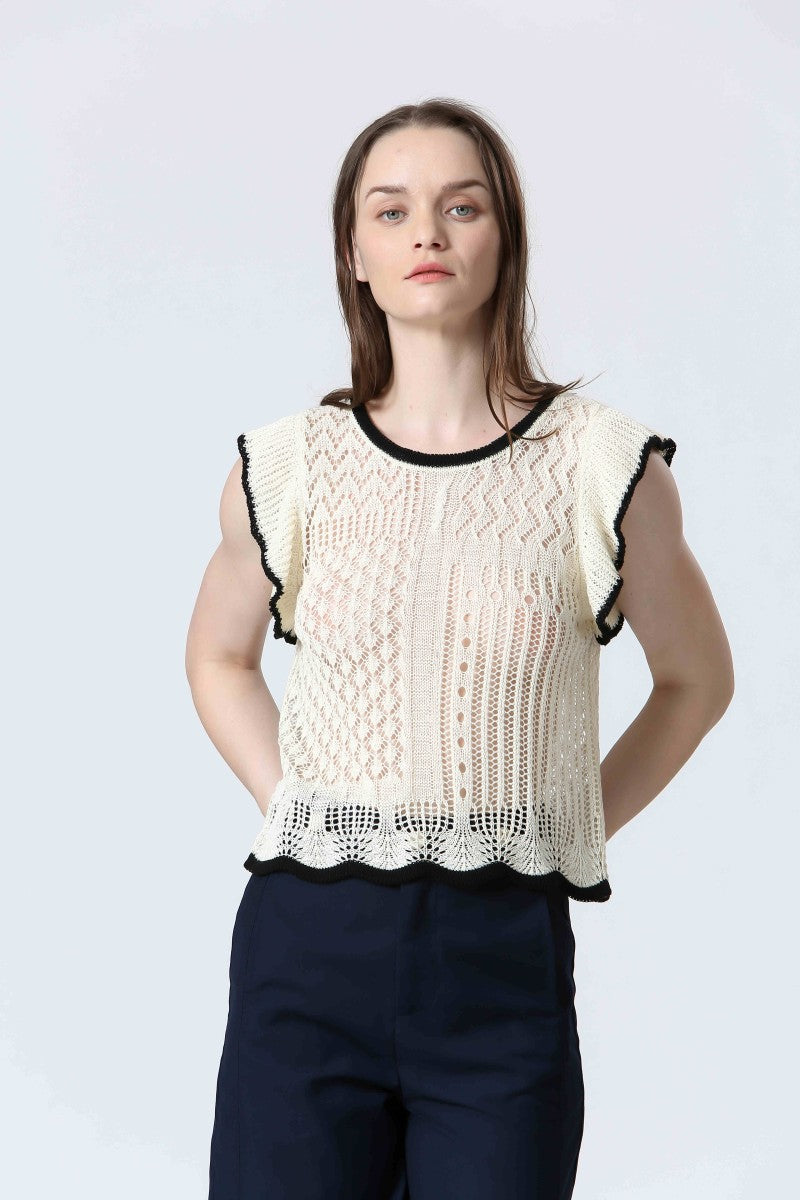 SEE U SOON Crochet Knit Top