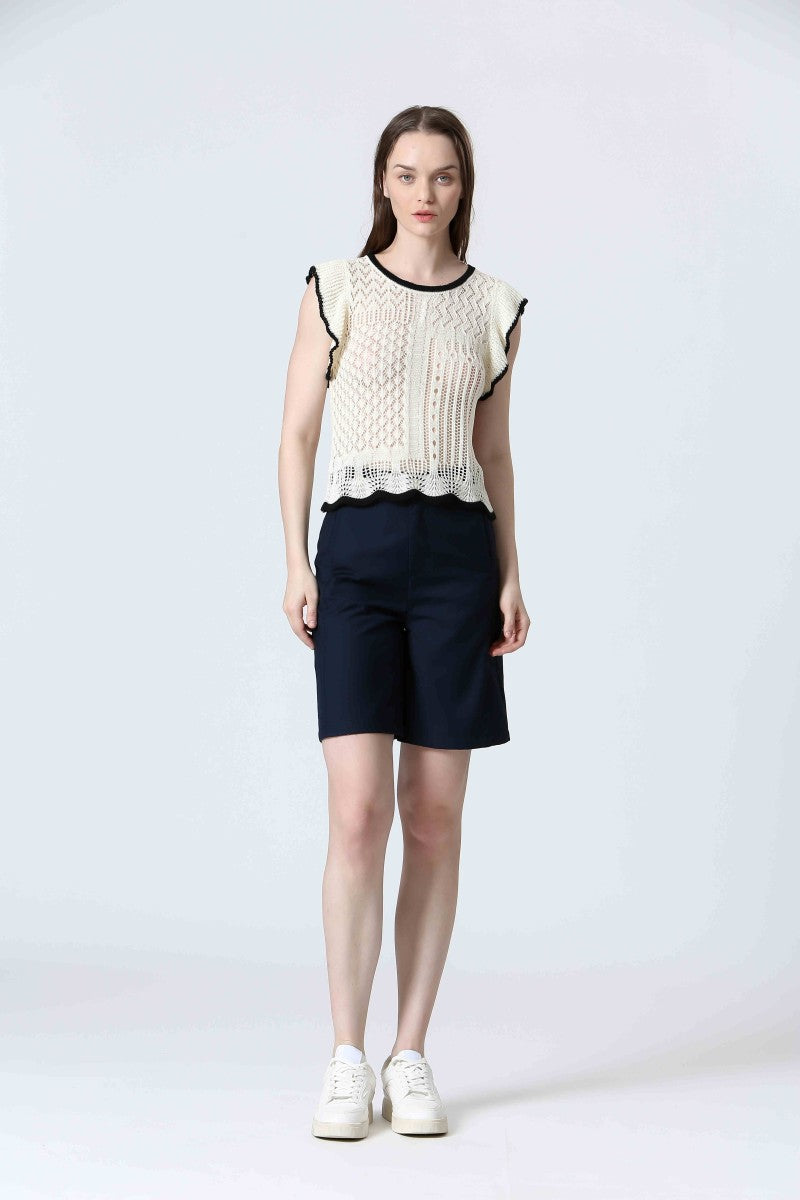 SEE U SOON Crochet Knit Top
