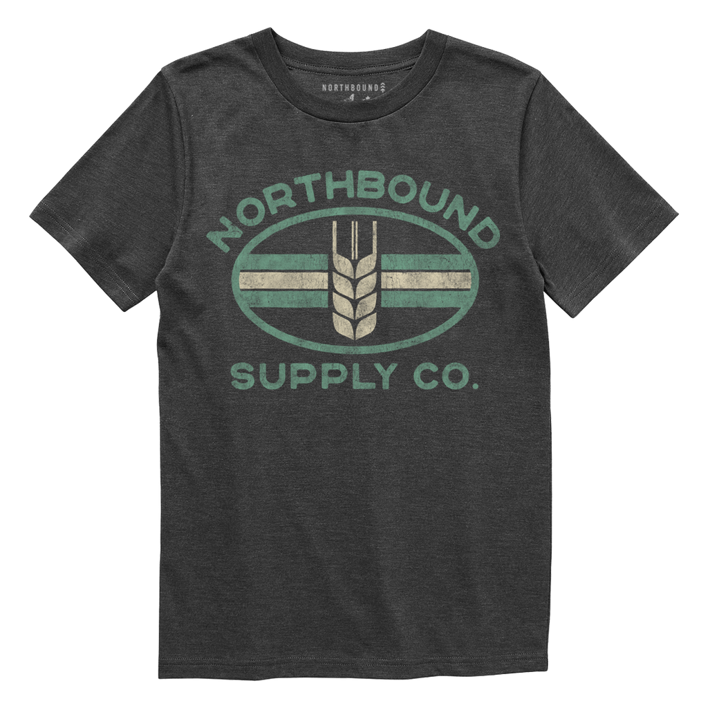 Dark gray t-shirt with 'Northbound Supply Co.' logo on a white background