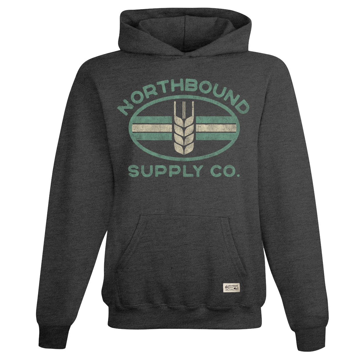 Dark gray hoodie with 'Northbound Supply Co.' logo on a white background