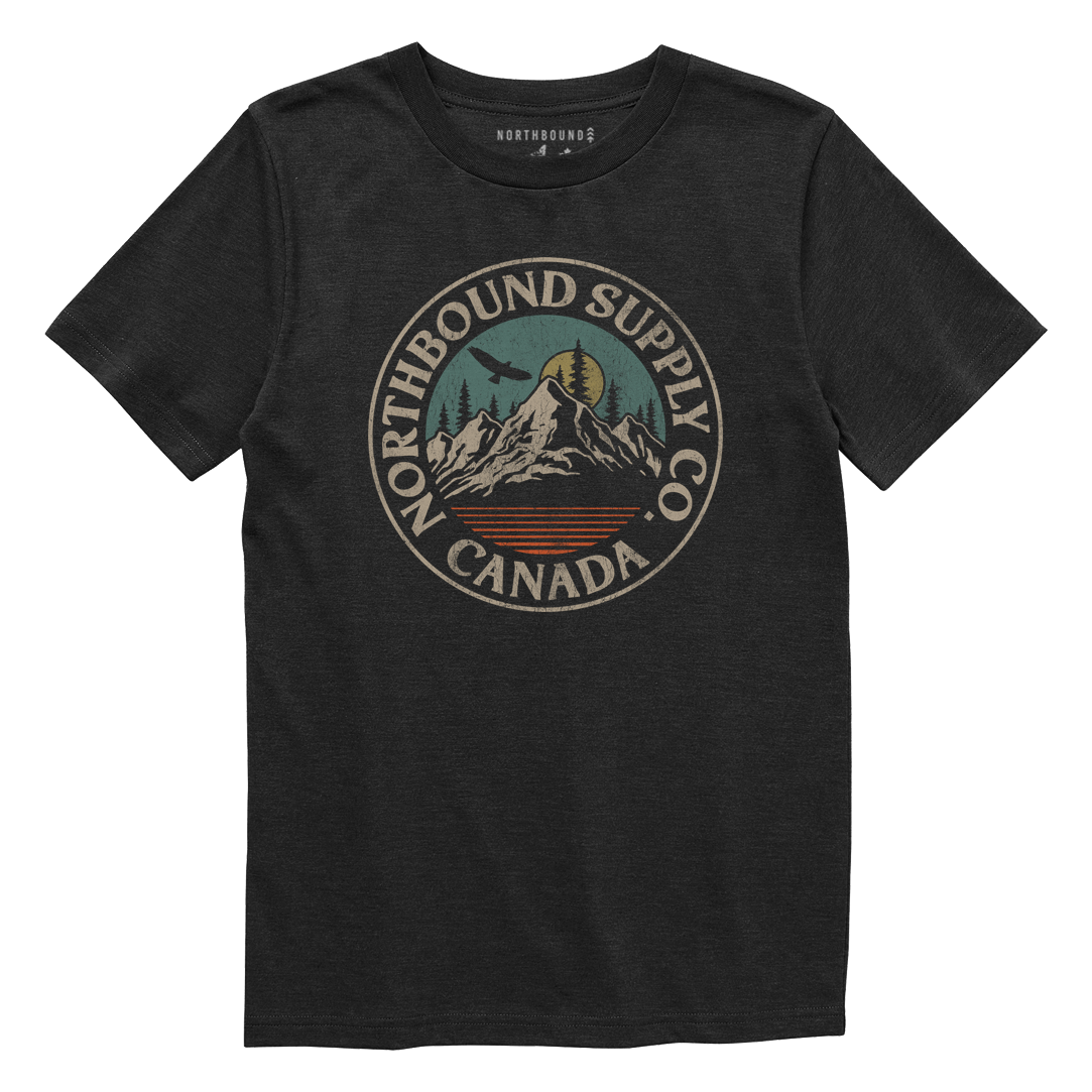 Black t-shirt with Northbound Supply Co. logo on a white background