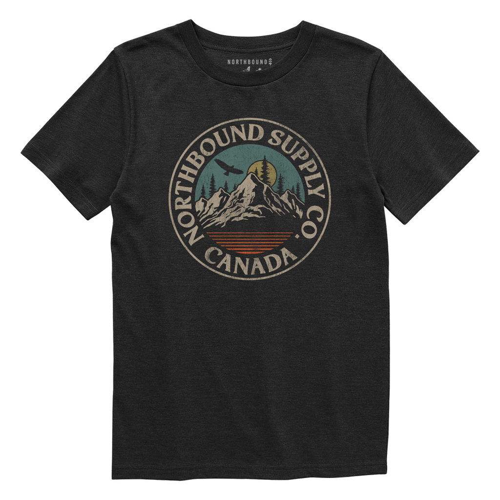 Black t-shirt with Northbound Supply Co. logo on a white background