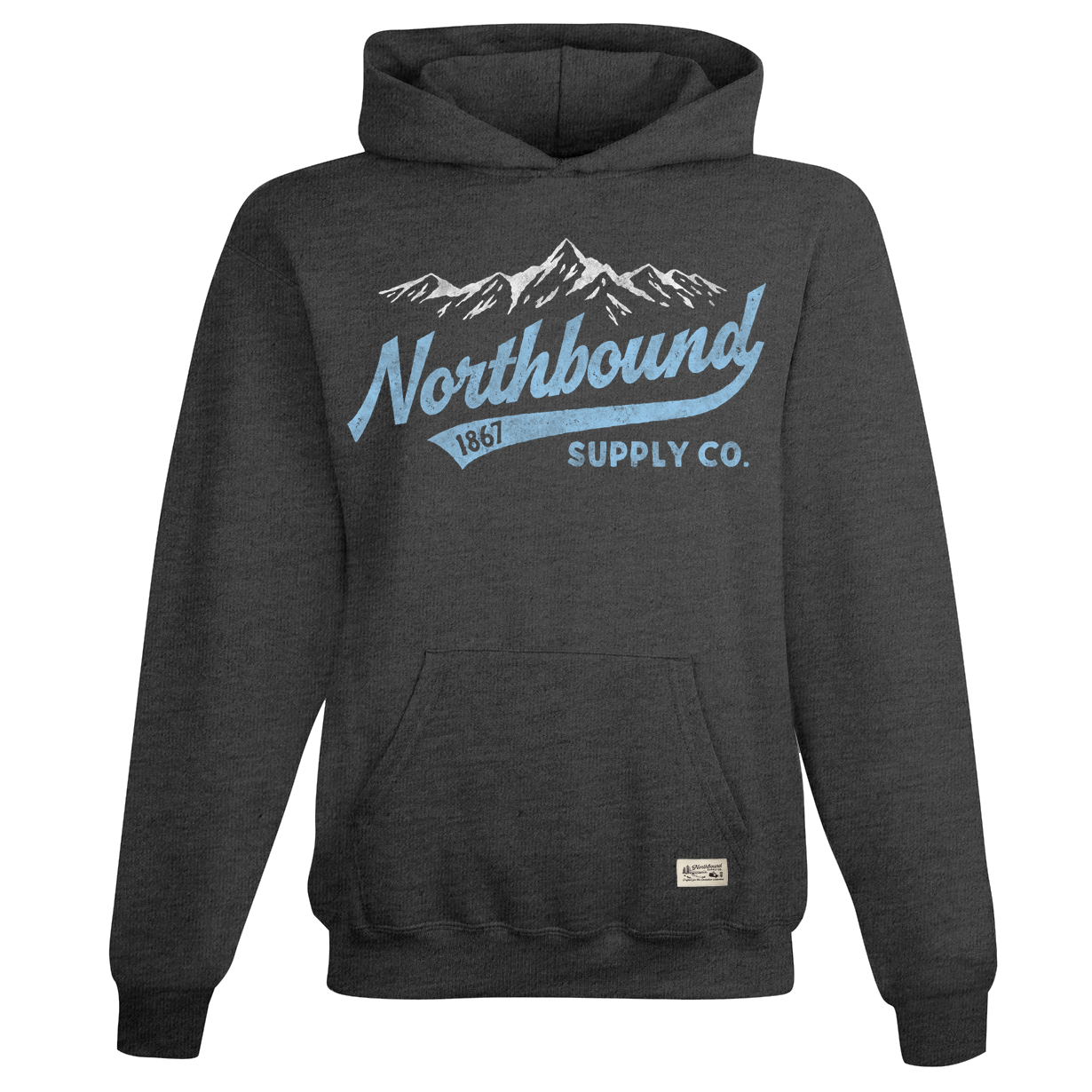 Dark gray hoodie with 'Northbound Supply Co.' logo on a white background
