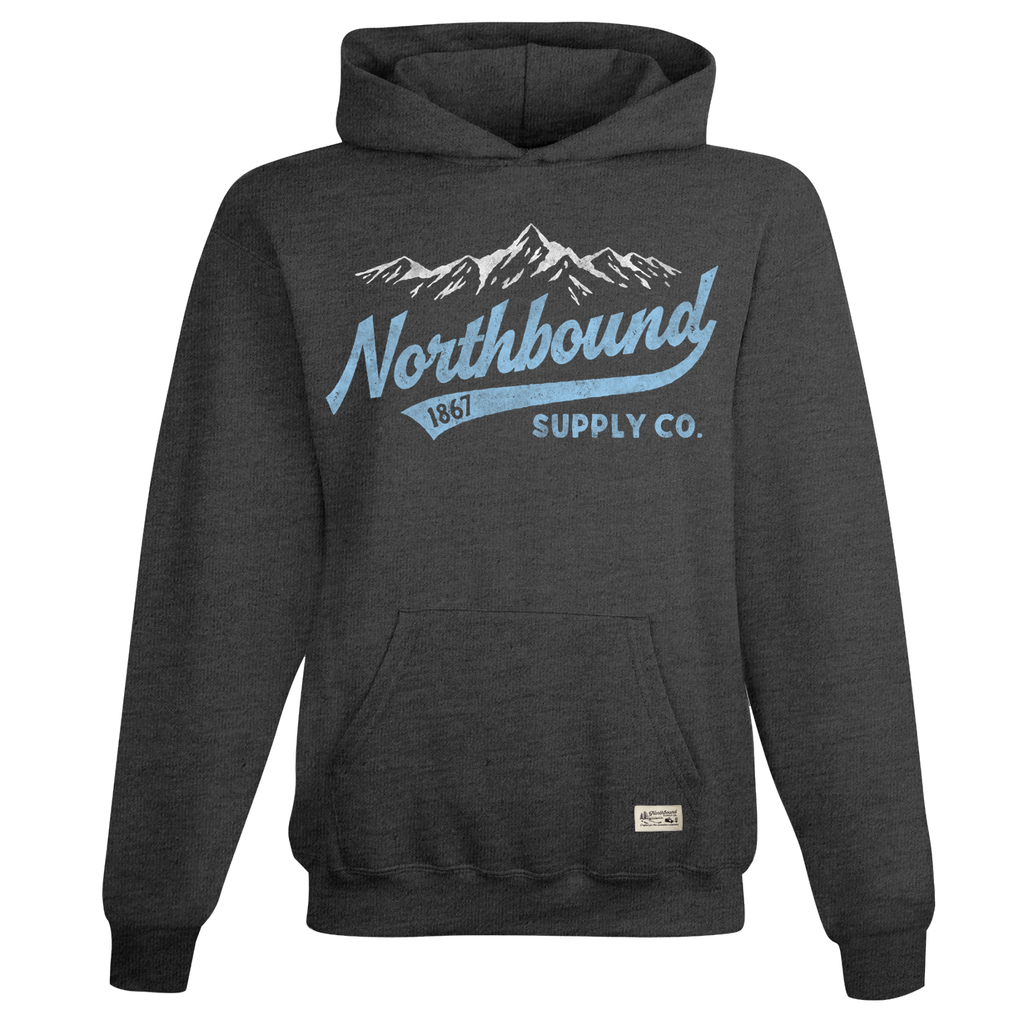 Dark gray hoodie with 'Northbound Supply Co.' logo on a white background