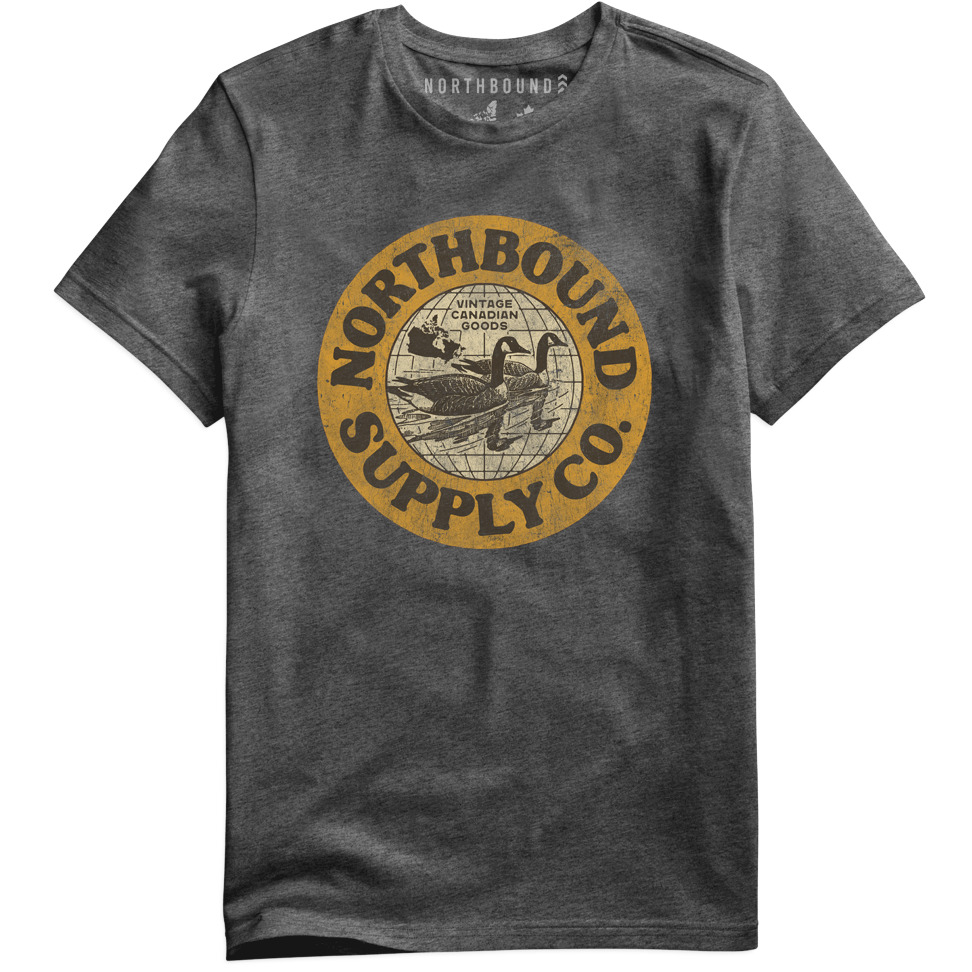 Gray t-shirt with 'Northbound Supply Co' logo and Canadian Geese