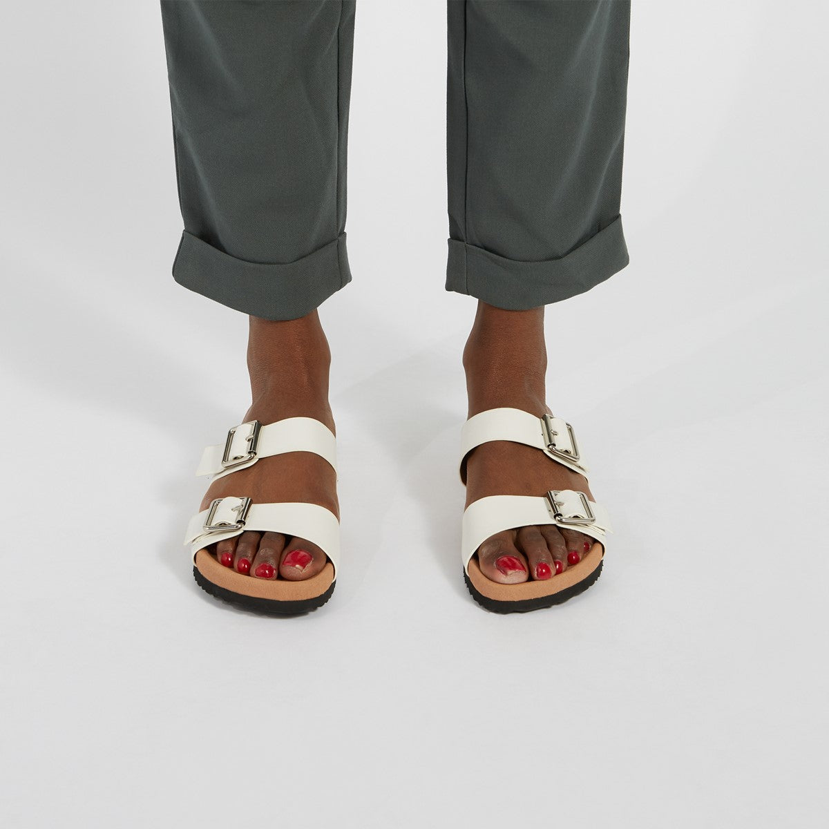 MATT & NAT Ibaka Vegan Buckle Sandals - White