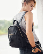 Load image into Gallery viewer, BRAVE Jamie Pebbled Leather Backpack - Black
