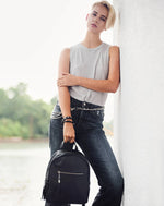 Load image into Gallery viewer, BRAVE Jamie Pebbled Leather Backpack - Black
