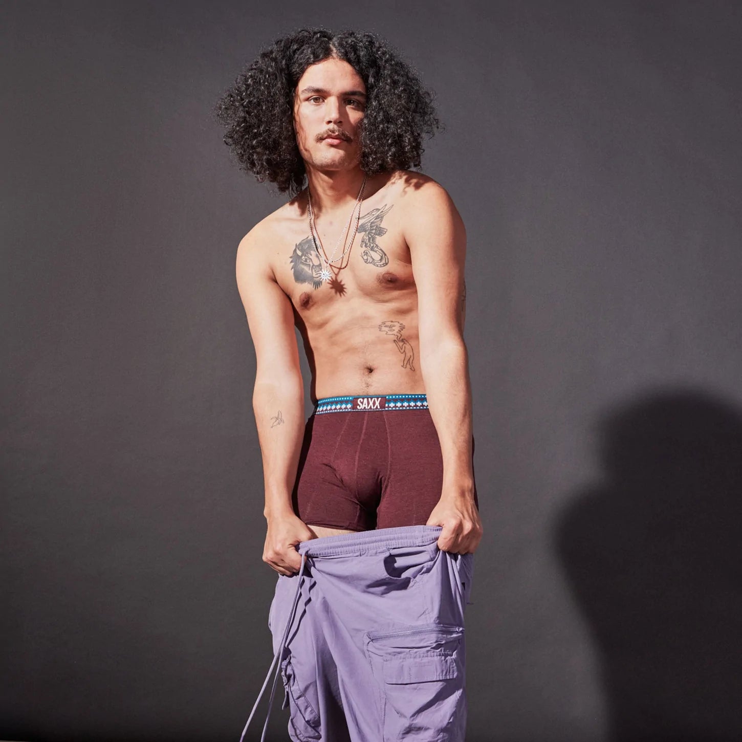 SAXX Vibe Boxer Brief - Plum Heather with Sweater WB