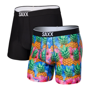 SAXX Vibe Boxer Brief 2 Pack - Mega Pineapple Strata & Black